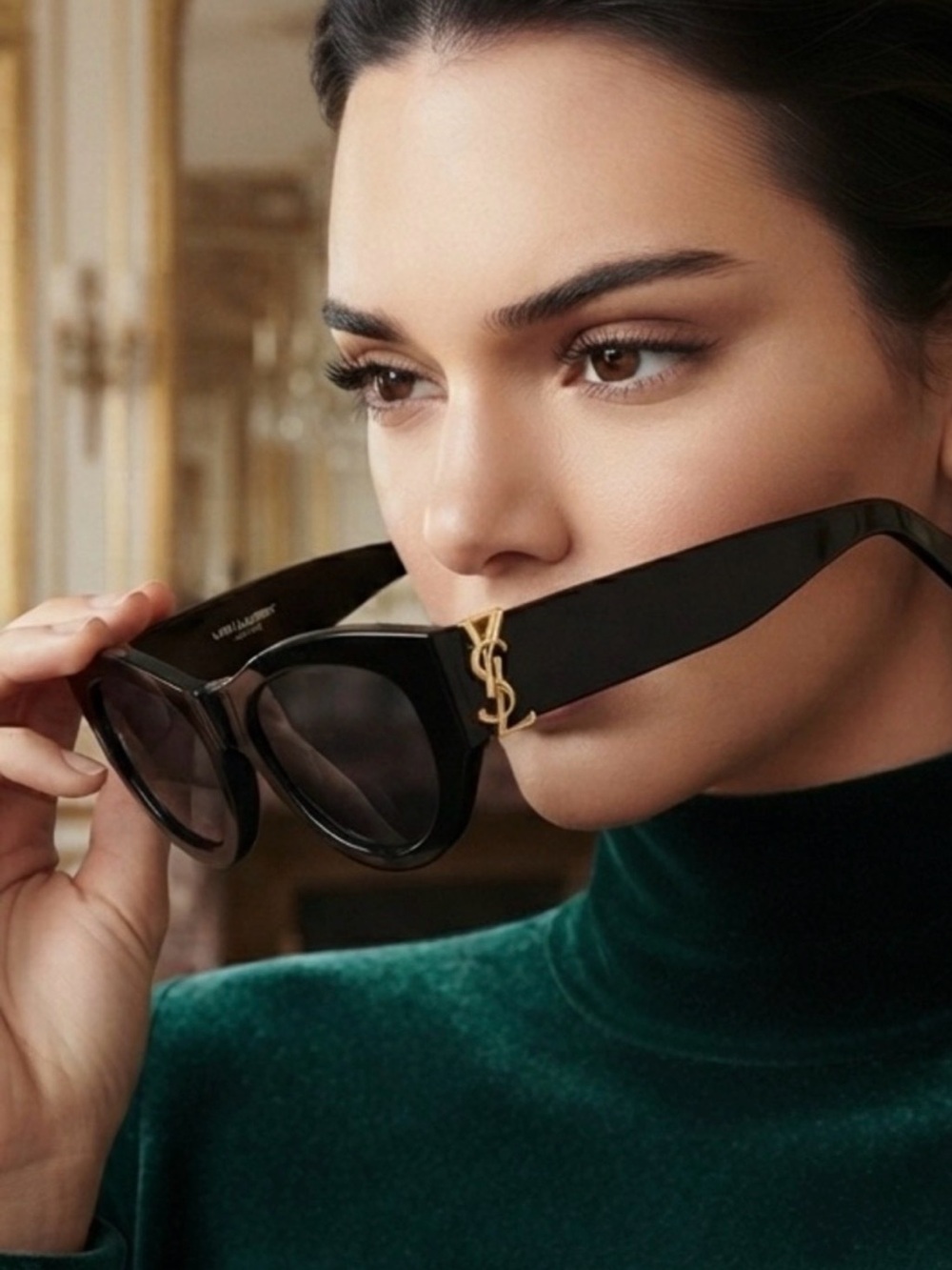 YSL Unisex Gold Tone Emblem Sunglasses